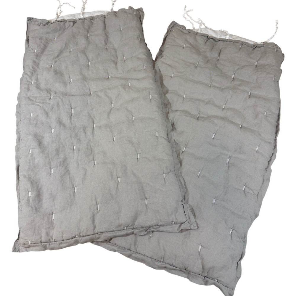 The Company Store 100% Linen Gray Legends Reversible Hotel Pair King Size Shams